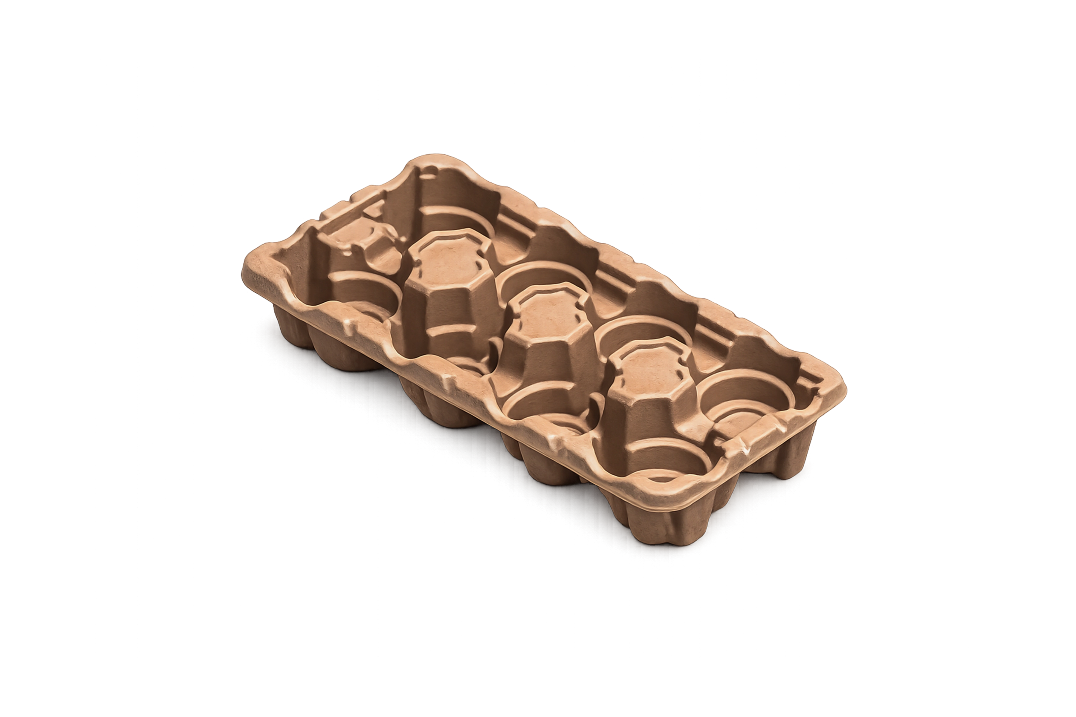 Specialty molded fibre carrying tray