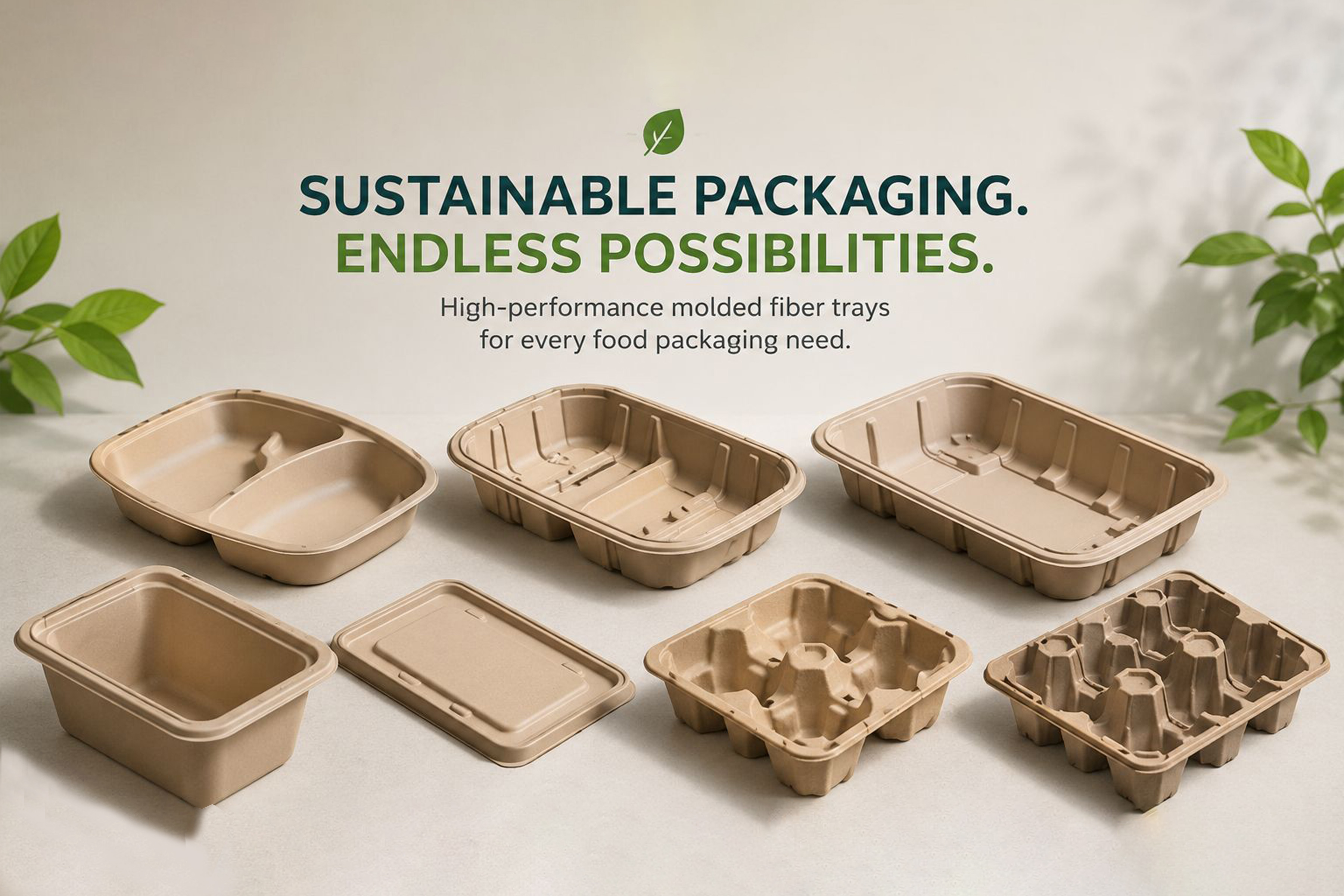 Sustainable molded fibre tray packaging collection