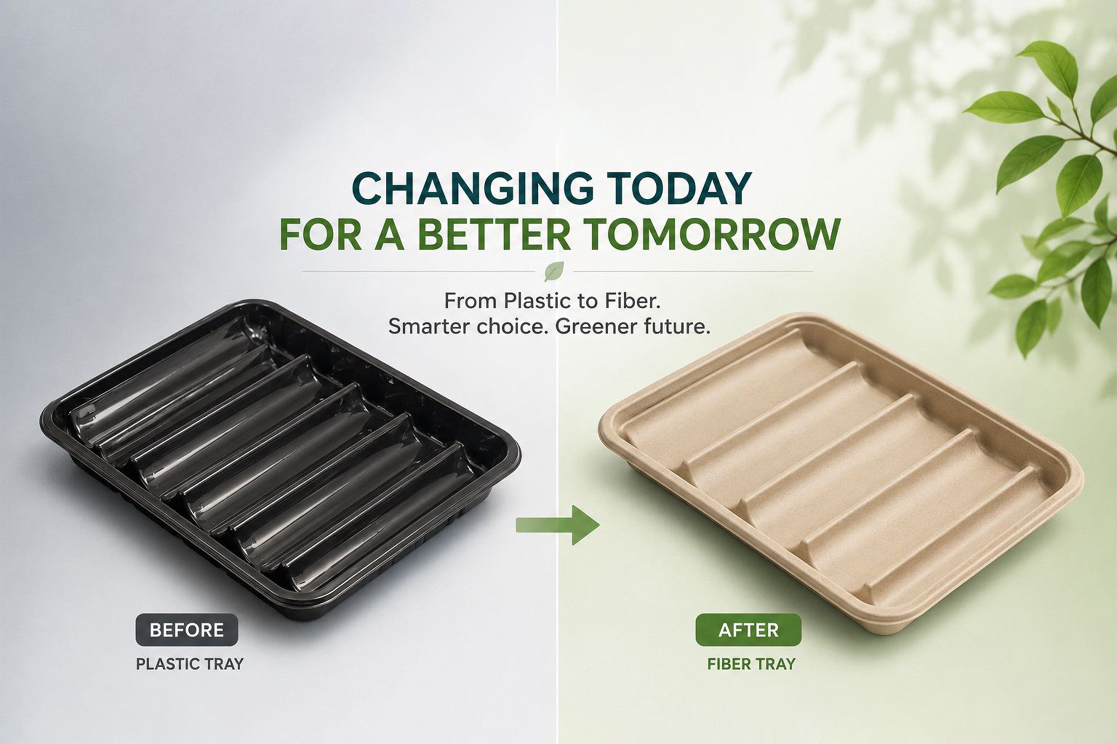 Plastic tray converting into QRCOPAR fibre tray