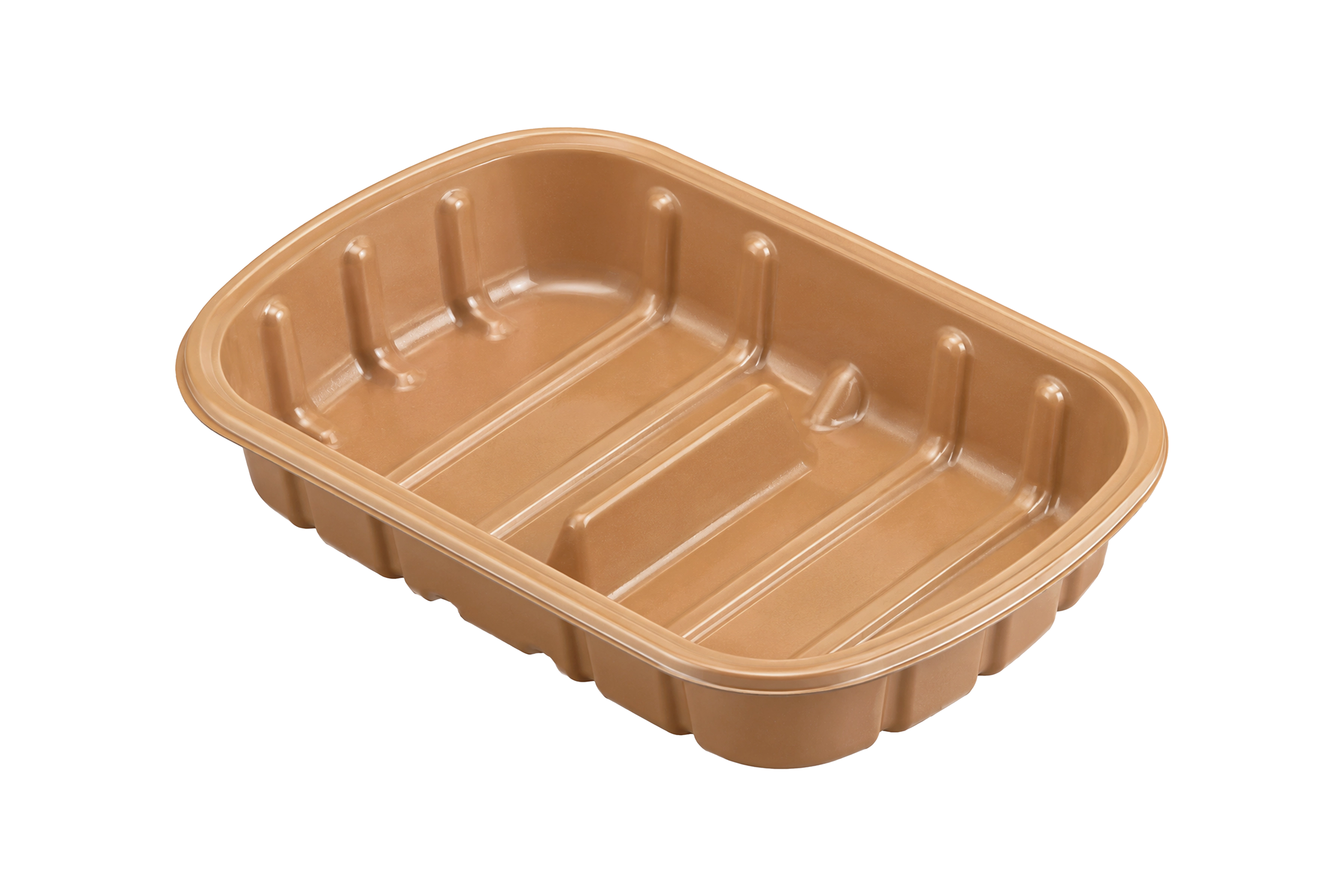 Molded fibre tray for protein packaging