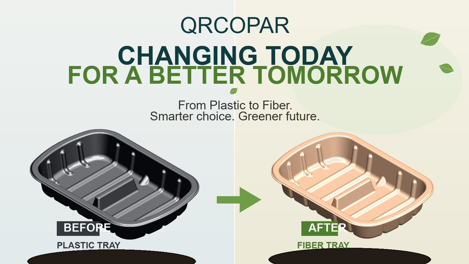 Plastic tray converting into QRCOPAR fibre tray